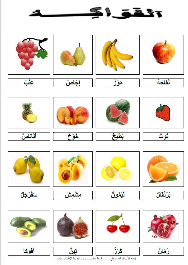 المعجم المصور: الفواكه – Arabic Share